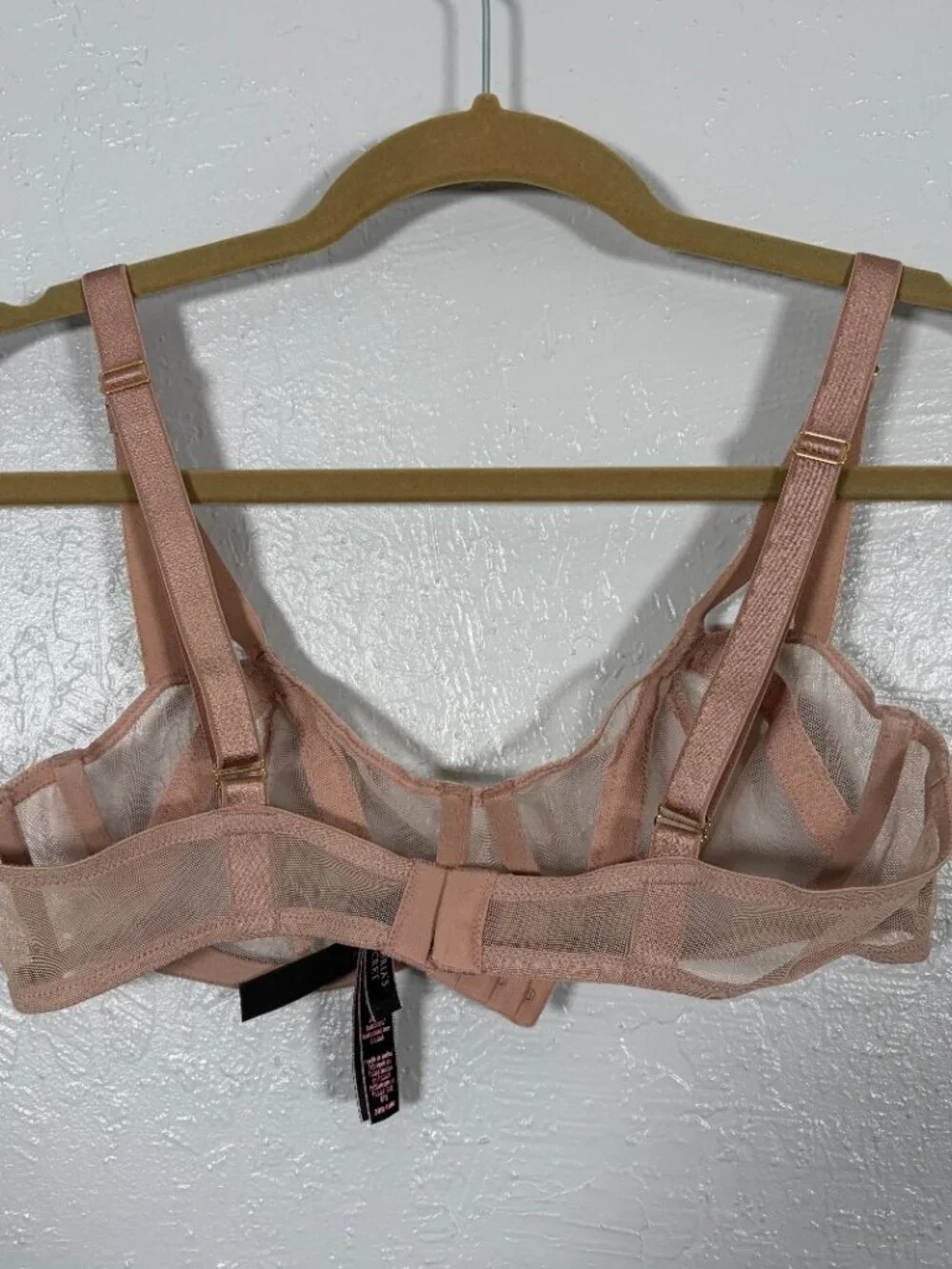 Victorias Secret Women 36B Beige Very Sexy Unlined Balconette Bra Sheer Strappy